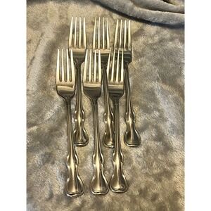 Reed Barton Stainless Flatware Dinner Forks Set of 6 Elegant Design Regency